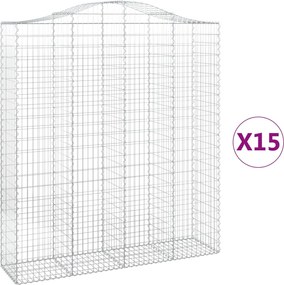 vidaXL Coșuri gabion arcuite, 15 buc 200x50x220/240cm, fier galvanizat