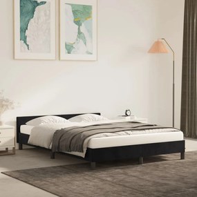 Cadru de pat cu tablie, negru, 140x200 cm, catifea Negru, 140 x 200 cm