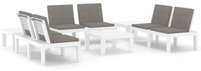 3059833 vidaXL Set mobilier de grădină cu perne, 6 piese, alb, plastic