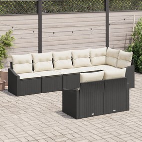 vidaXL Set de canapea de grădină format din 8 piese cu perne, Ratan Polimer negru