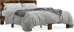 vidaXL Cadru de pat, stejar afumat 120x190 cm lemn prelucrat și metal