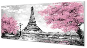 Tablouri pe sticlă copac primăvară Paris