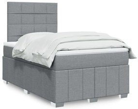 vidaXL Pat continental cu saltea, gri deschis, 120x200 cm, textil