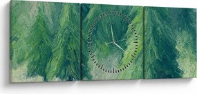 Tablou - Conifere pictate (cu ceas) (90x30 cm)