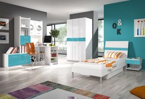 Supermobel Pat pentru copii RAJ P1, 90x200, alb/alb luciu