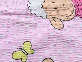 Lenjerie de pat creponata pentru patut OITE roz Dimensiune lenjerie de pat: 45 x 65 cm | 90 x 135 cm