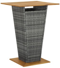 vidaXL Masă de bar, gri, 80x80x110 cm, poliratan/lemn masiv acacia