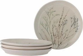 Set 4 farfurii mari din ceramică, natur, cu ilustrații botanice pictate manual, 27.5x3 cm, „Bea"