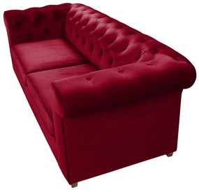 Canapea extensibila Oxford Chesterfield, 88x216x75 cm, 3 locuri, Red