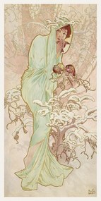 Artă imprimată The Seasons: Winter (Art Nouveau Portrait) - Alphonse Mucha, (20 x 40 cm)