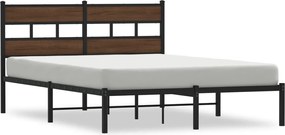 vidaXL Cadru de pat fără saltea, cu tăblie, stejar maro, 137x190 cm