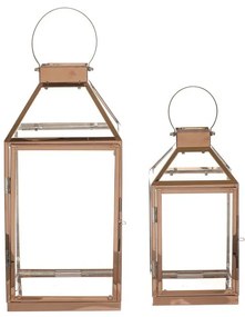 Set de lanterne metalice Thin, 2 bucăți, auriu