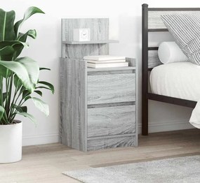 vidaXL Noptiere cu 2 sertare 2 buc Gri Sonoma 38x34x80 cm