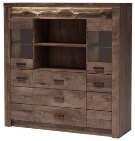 Vitrină Indie 22 (cu iluminat LED) (Arin închis). 1057815