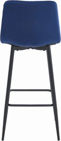 Scaun de bar albastru POZZA VELVET cu picioare negre