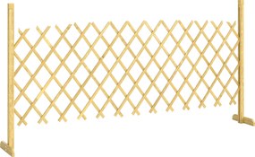 Outsunny Barieră extensibilă din lemn de brad 180 cm, bază stabilă, pentru interior exterior balcon grădină, 180x30x90cm, natural | Aosom Romania