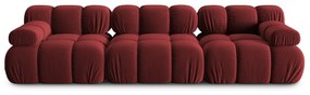 Canapea modulara Bellis cu 3 locuri si tapiterie din catifea, rosu inchis