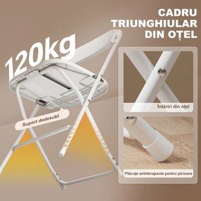 HOMCOM Set de 6 Scaune Pliabile din PP cu Orificii de Drenaj, Scaune Pliabile Salva-Spațiu Portabile din Oțel, Scaun Pliabil de Interior pentru Casă, Birou, Bucătărie, Evenimente, 45x49x79,5 cm, Alb | Aosom Romania