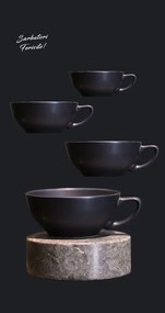 Set Cadou 4 Cesti Vulcano Adora 300ml (design organic, forma atipica) Negru Mat (2 + 2 cadou)