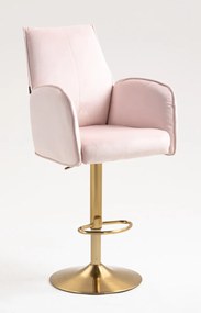 HR280W Scaun Roz din Catifea cu Bază Aurie