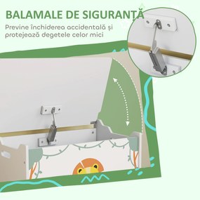 AIYAPLAY Cutie pentru Jucării cu Capac, Balamale de Siguranță și Mânere Adâncite, Organizator pentru Depozitarea Jucăriilor pentru Copii, Camera de Zi, Camera de Joacă, Verde | Aosom Romania