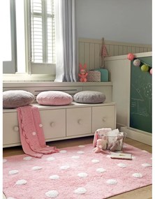 Covor pentru copii roz lavabil/țesut manual din bumbac 120x160 cm Polka Dots Pink – Lorena Canals