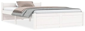 815015 vidaXL Cadru de pat mic dublu, alb, 120x190 cm, lemn masiv