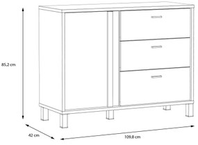 Comodă OREN cu sertare, maro/negru