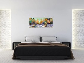 Tablou - Drum înzăpezit prin pădure (120x50 cm)
