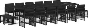 vidaXL Set mobilier de grădină cu perne, 17 piese, negru, poliratan
