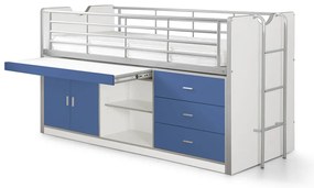 Pat Supraetajat cu Birou și Spații de Depozitare, Albastru (Metal și PAL) – Bonny – Vipack