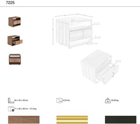 Noptiera design LUX cu sertare Walnut Veneer