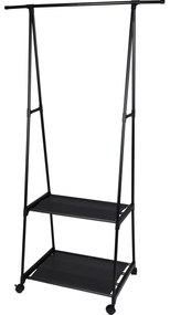 Suport pentru haine din metal + cutie pentru pantofi, 55 - 88 x 45 x 157 cm, negru