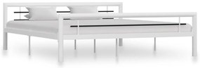 vidaXL Cadru de pat, alb și negru, 180 x 200 cm, metal