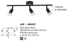 Plafonirea cu 3 spoturi design minimalist LUP negru