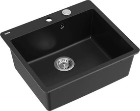Chiuveta compozit Quadron Unique Morgan 110 negru carbon - inox 57x50 cm