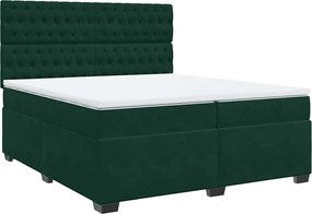 vidaXL Pat box spring cu saltea, verde închis, 200x200 cm, catifea