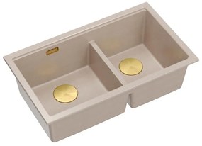 Chiuveta compozit incastrata Quadron Logan 120 bej - auriu 76x45 cm