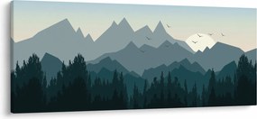 Tablou - Munții cu privirea graficeanului (120x50 cm)