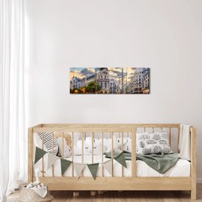 Tablou - Calle Gran Vía, Madrid, Spania (cu ceas) (90x30 cm)