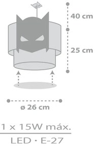 Lustră pentru copii Dalber 61802 DARK HERO 1xE27/15W/230V