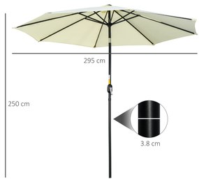 Outsunny Umbrelă de Grădină Înclinabilă, cu Manivelă și Tijă Demontabilă, din Metal și Poliester, Ø295x250 cm, Albastru | Aosom Romania