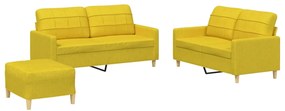 3201287 vidaXL Set de canapele cu perne, 3 piese, galben deschis, textil