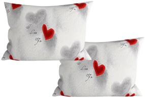 Set 2 bucati huse decorative pentru perna din microfibra HEARTIZIA 50x70 cm, gri deschis
