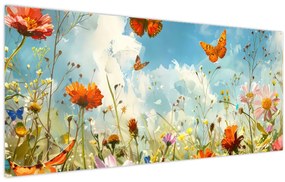 Tablou - Fluturi pe pajiștea de vară (120x50 cm)