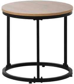 Set de 2 Măsuțe de Cafea Rotunde, Măsuțe Suprapozabile din MDF cu Structură din Metal, Design Economisire Spațiu, Masă Mare: 50 x 70,5 cm, Masă Mică: 45,5 x 44 cm, Naturale