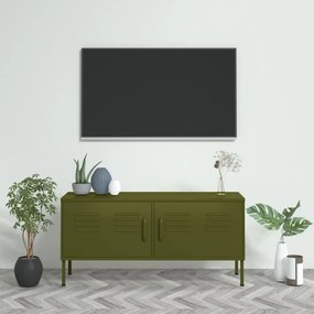 Comoda TV, verde masliniu, 105x35x50 cm, otel