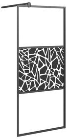 Paravan de dus walk-in negru 80x195 cm sticla ESG model piatra Negru, 80 x 195 cm, glass and stone