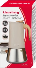 Aparat electric de cafea espresso cubanez Klausberg KB 7997, 600 ml, 12 cesti, Supapa de siguranta, Otel, Inductie, Bej