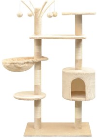 vidaXL Ansamblu pisici, stâlpi cu funie de sisal, 125 cm, bej